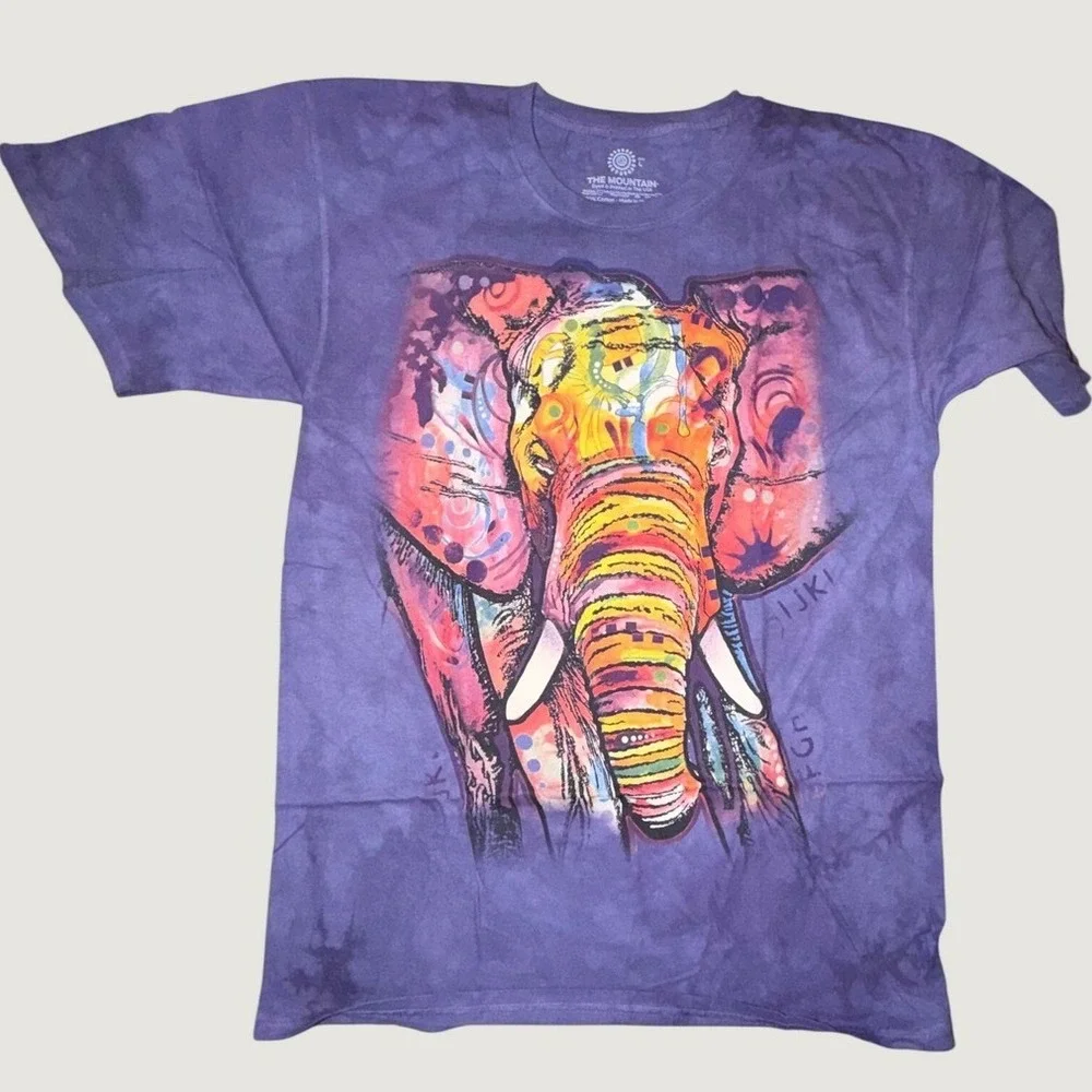 The Mountain Dean Russo Elephant Tie Dye Purple Graphic T-Shirt Mens Large - Picture 2 of 4